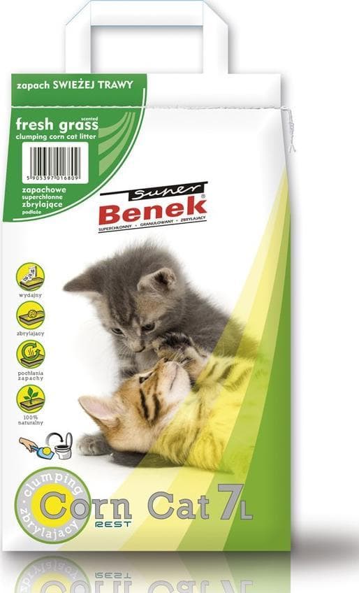 CERTECH Super Benek Corn Cat frisk græs - klumpende majsstrøelse 7l