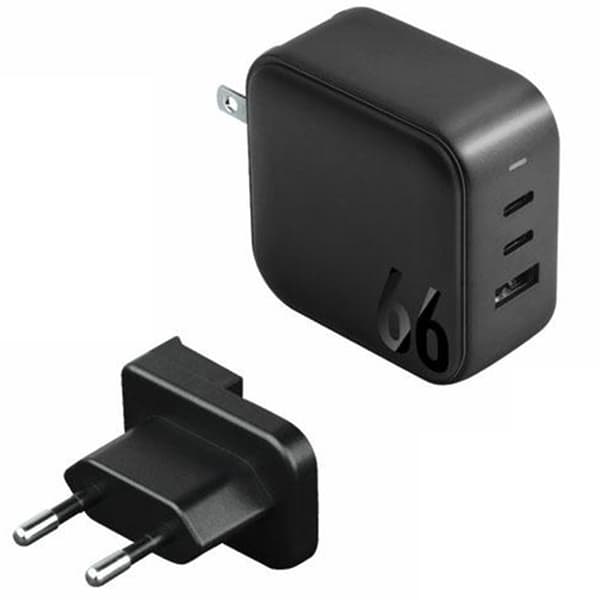 ENERGEA netværk 1xUSB+2xUSB-C PD-PPS-QC 3.0 66W 2C1A sort/sort US+EU Travelite GAN66