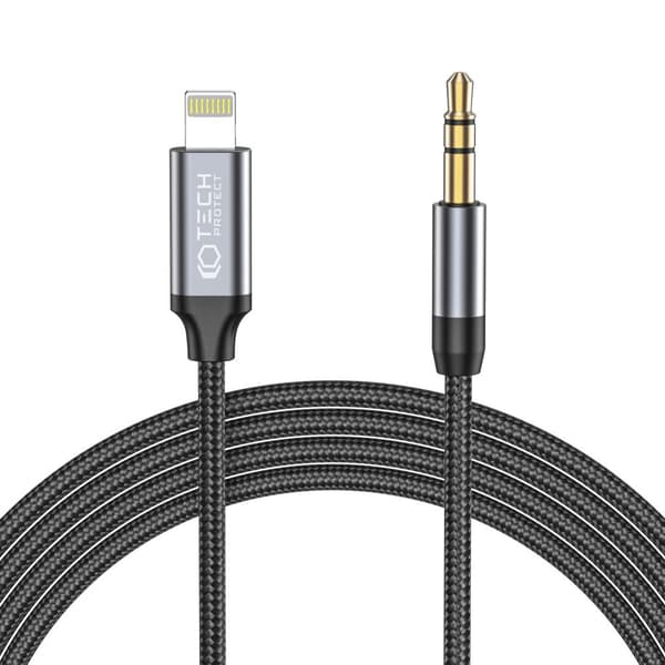 TECH-PROTECT ULTRABOOST LIGHTNING TO AUX MINI JACK 3.5MM KAAPELI 100CM MUSTA