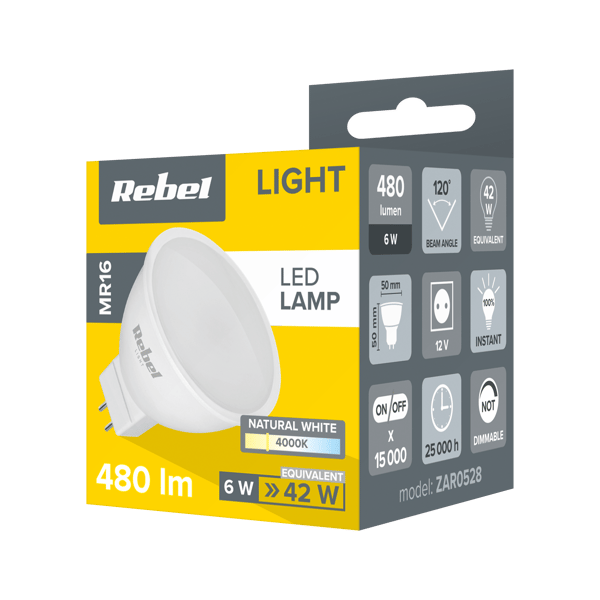 LED-lamppu Rebel 6W, MR16, 4000K, 12V