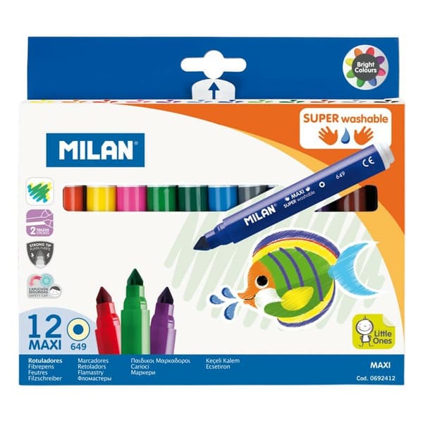 Super Washable 12 väriä maxi huopakynät MILAN