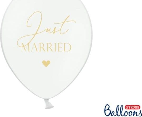 Ilmapallot 30cm, Just Married, P. Pure White (1 kpl/6 kpl)