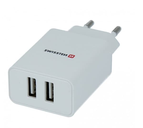 Swissten Travel Smart 2x USB 2.1A hvid