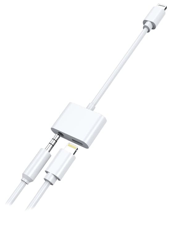 Lydopladningsadapter 2GO Stereo Lightning 10cm Hvid