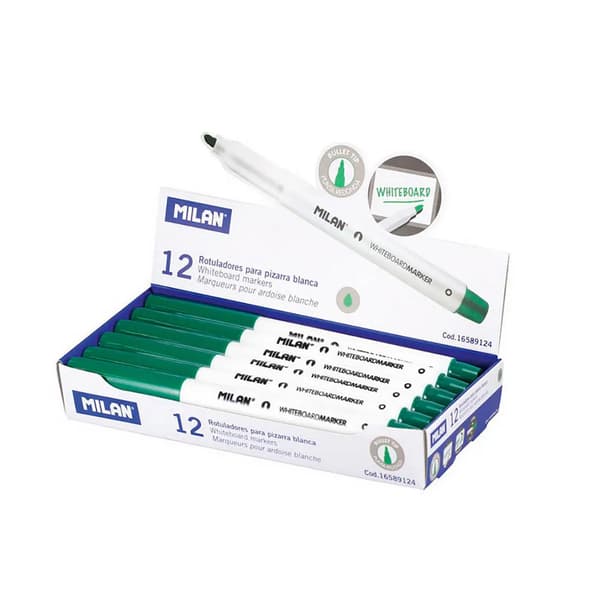 Tuschpenne Milan Whiteboard 12 enheder Grøn PVC