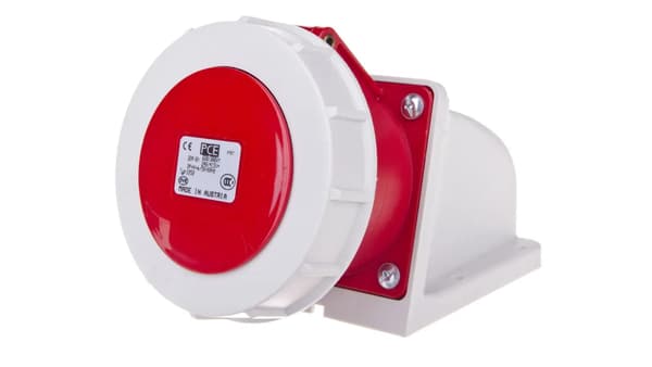 Teräspistorasia 32A 5P 400V punainen IP67 1252-6p
