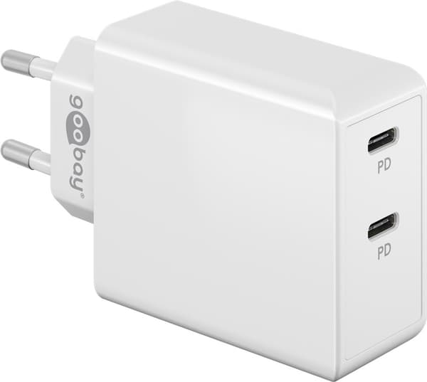 Dobbelt USB-C PD Hurtigoplader (36 W), Hvid, 61758
