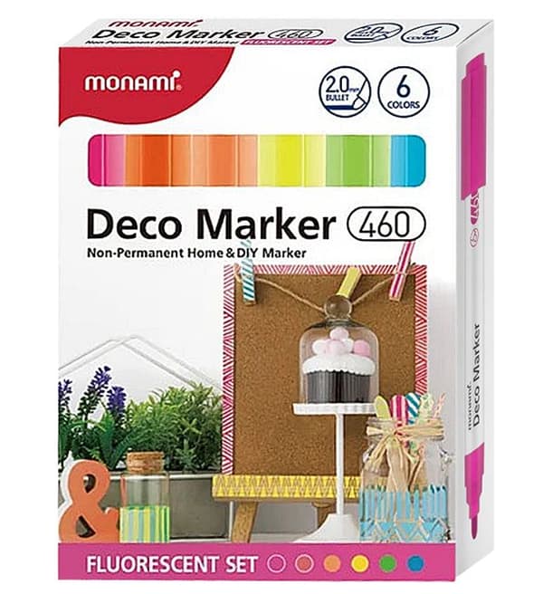 Dekorative fluorescerende tuscher Deco Marker 6 farver Spids B ASTRA