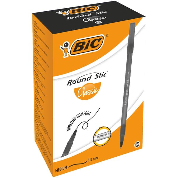 Lang beskrivelse Round Stic sort (60 stk) BIC