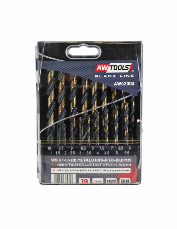 AWTOOLS METALLIPORAT HSS M2 sarja 19kpl /1,0-10,0mm/ PREMIUM
