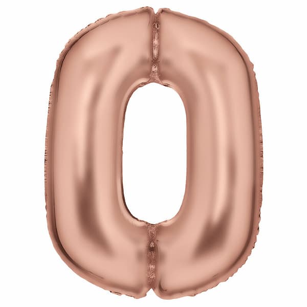 Folioilmapallo numero 0 satiininpinkki kulta 86cm 9917312