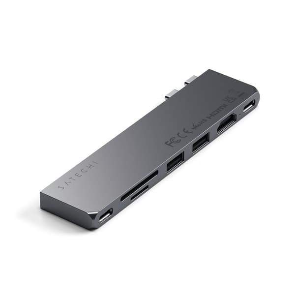 Satechi Pro Slim MacBook hub 2xUSB-C / 2xUSB-A, USB-C, USB-C USB4, HDMI, SD/microSD, space grey