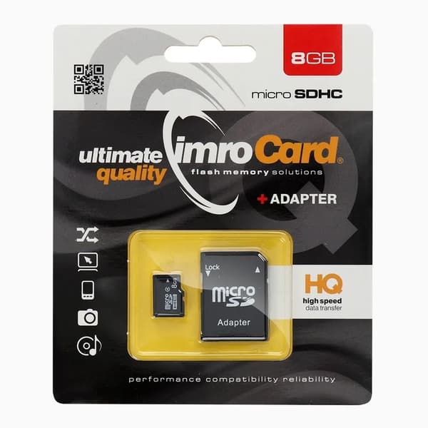 IMRO microSD 8GB hukommelseskort med SD-adapter