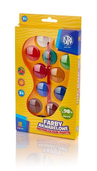 Astra Akvarelmaling palet fi30mm 12 farver ASTRA