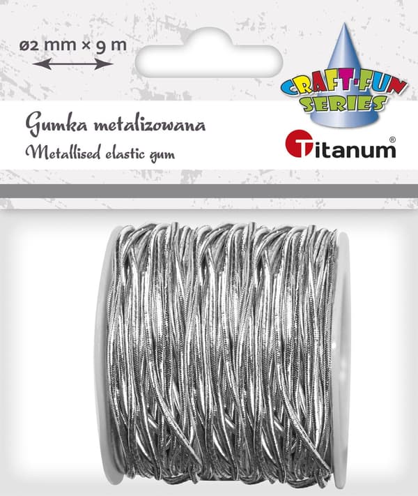 Metalliseret gummibånd 2mmx9m sølv