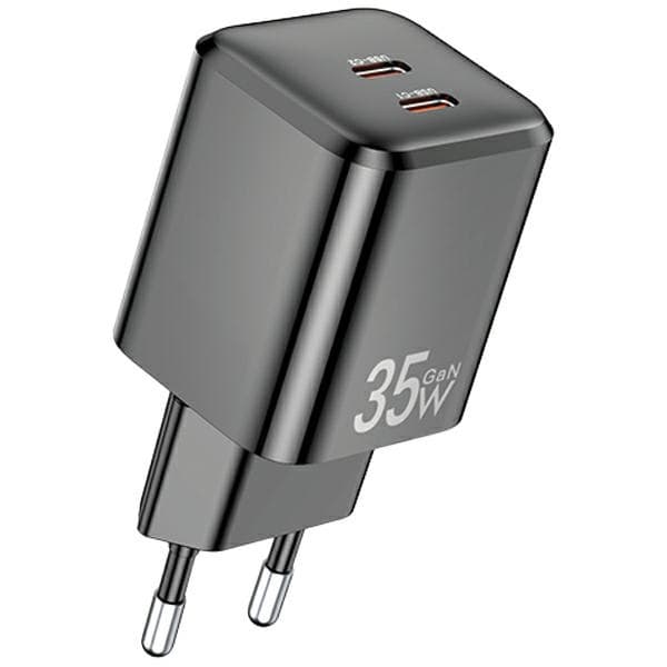 AWEI PD65-EU GaN 35W 2xUSB-C vægoplader sort