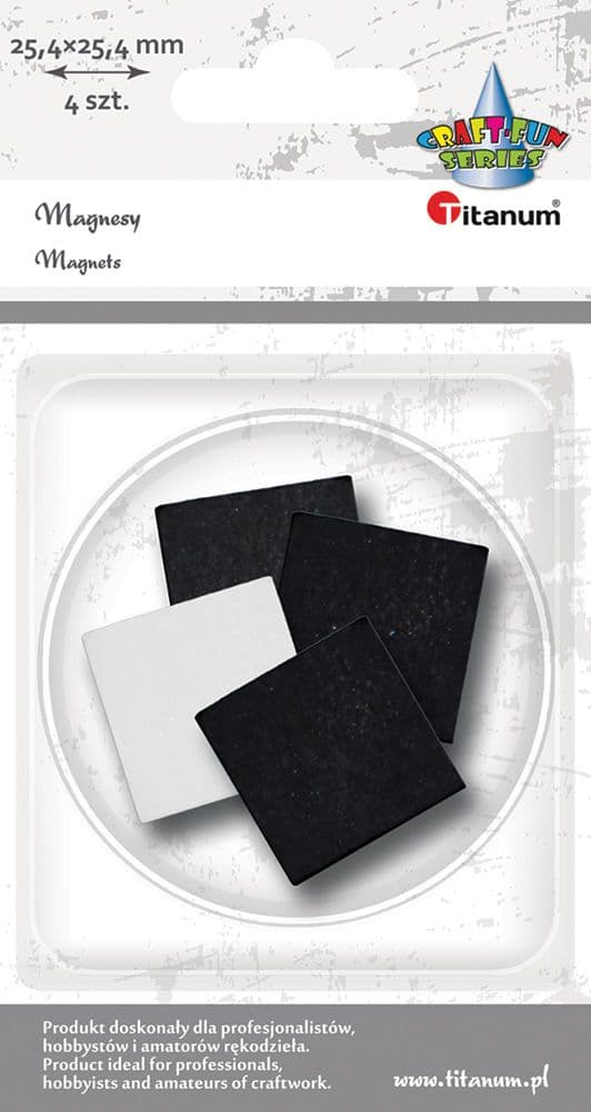 Itsekiinnittyvät magneetit neliö 25,4x25,4mm 4kpl