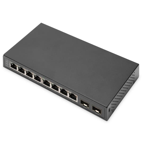 DIGITUS Switch - 10 porte - 8x RJ45 - 2x SFP Uplink