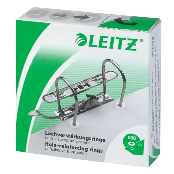 Leitz ringbind Leitz hulforstærkningsringe, hvid 500 stk 17060000