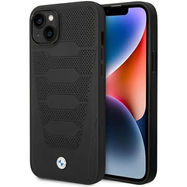 Etui BMW BMHCP14S22RPSK iPhone 14 6.1\" sort/sort Lædersæder Mønster