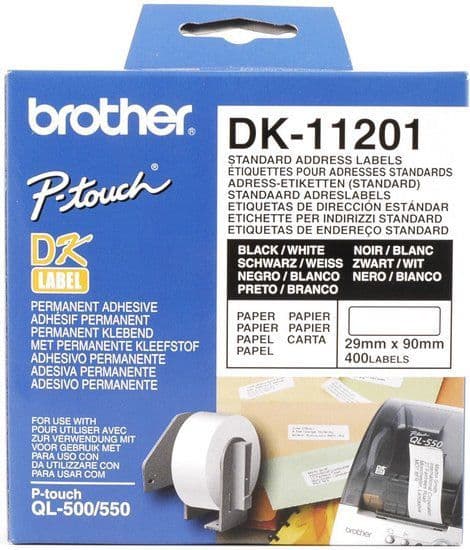 Brother Tape DK-11201 (sort på hvid)