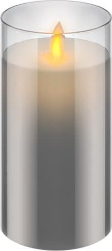 LED-lys i ægte voks i glas, 7,5 x 15 cm, grå 60372