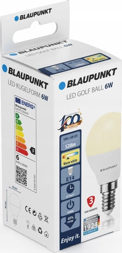 Blaupunkt LED E14 Kugle 6W WW Pære
