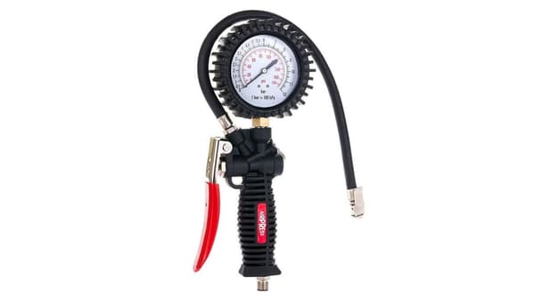 PROFESSIONEL HJULPUMPEPISTOL MED TRYKMANOMETER 450mm AIRPRESS
