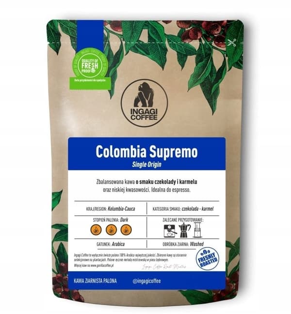 Ingagi hela kaffebönor Colombia Supremo 1kg