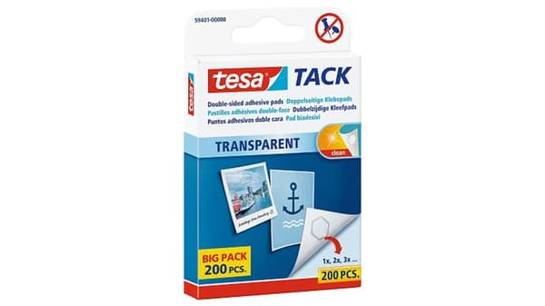 Häftande transparenta, dubbelsidiga Kebepads, storpack (vit, 200 stycken)