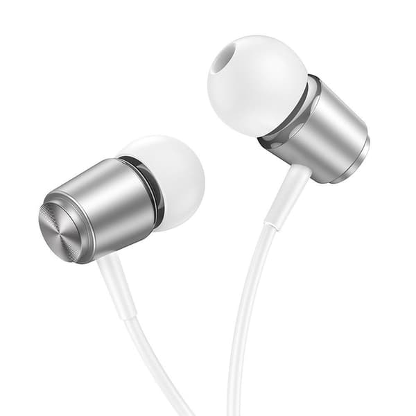 HOCO trådbundna hörlurar Jack 3,5 mm med mikrofon M108 silver