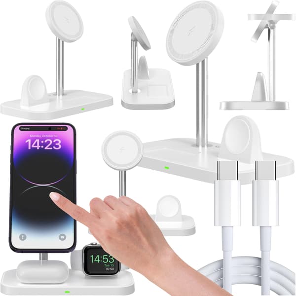 TECH-PROTECT QI15W-A22 3IN1 MAGNETISK MAGSAFE TRÅDLØS OPLADER HVID