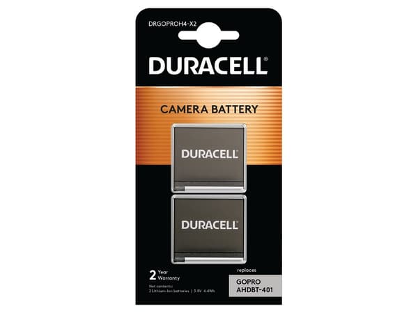 1x2 Duracell Li-Ion bat. 1160mAh til GoPro Hero 4