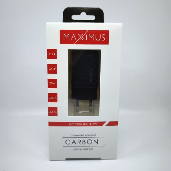 Laturi. verkko. MX Carbon 30W PD+QC, USB-A+C MUSTA/MUSTA