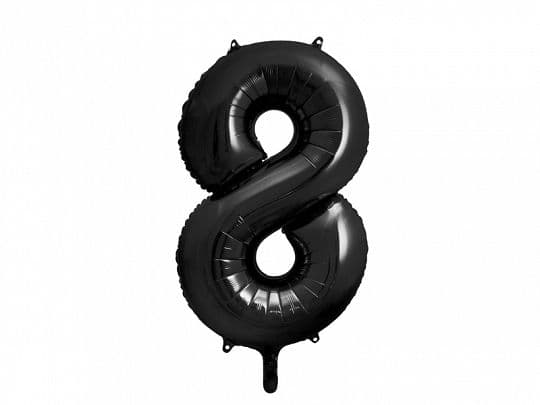 Party Deco FOLIEBALLONG NUMMER 8 SVART 86CM