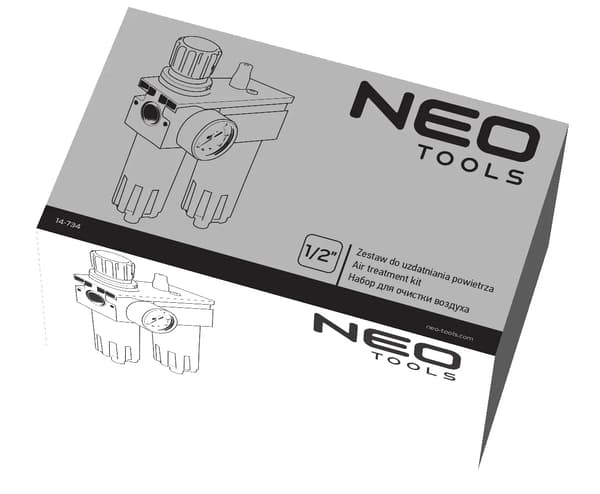 Neo Luftbehandlingssats (Luftbehandlingssats, filter, oljare och reducerare, 1/2\", metallhölje)