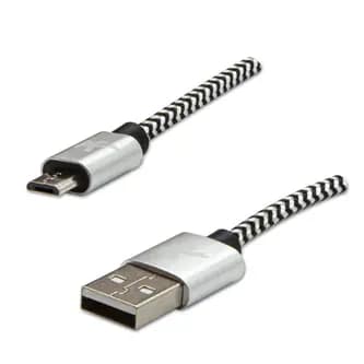 USB Logo USB-A - microUSB -kaapeli 1 m valko-musta