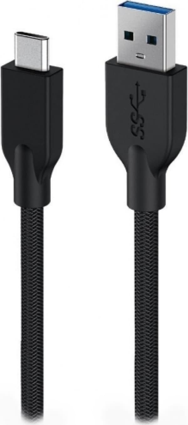 Latauskaapeli GENIUS ACC-A2CC-3A, 100cm, USB-A - USB-C, 3A, QC3.0, punottu, musta