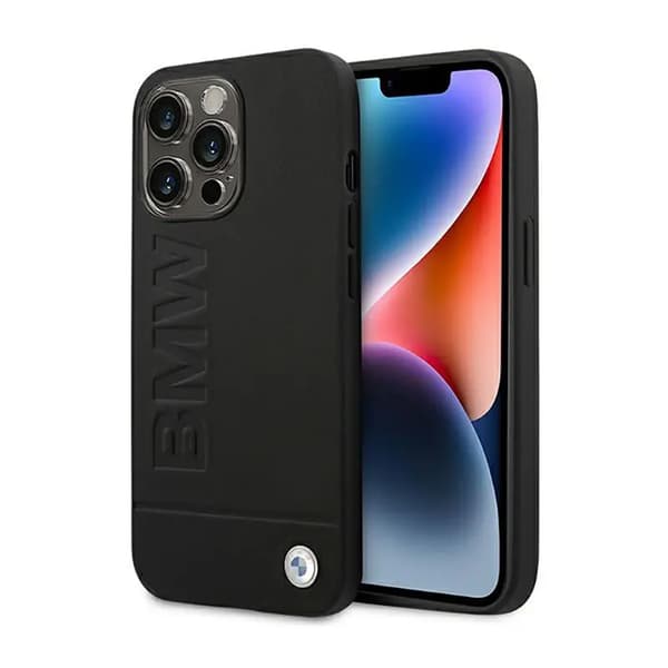 Kotelo BMW BMHCP14LSLLBK iPhone 14 Pro 6.1 \"musta / musta nahkaleima