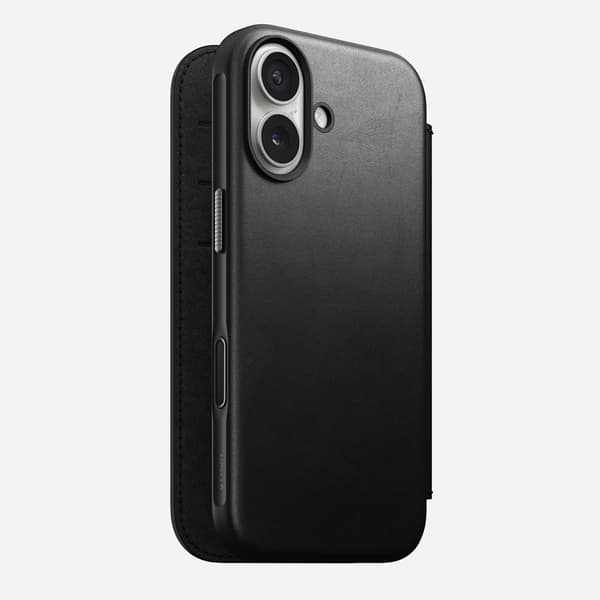 Nomad Modern Læder Folio, sort - iPhone 17