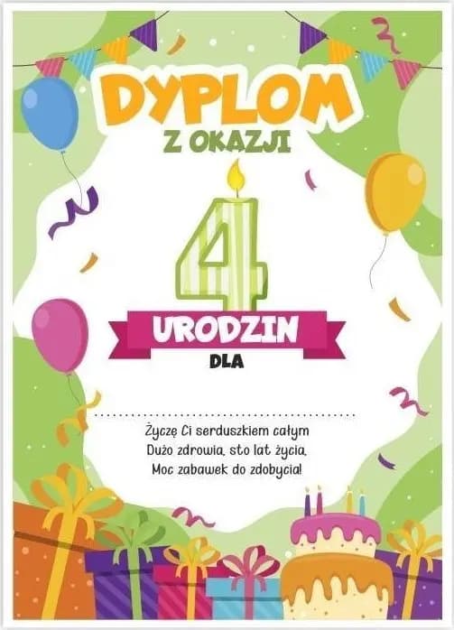 A5 Födelsedagsdiplom - 4-årsdag 5 st
