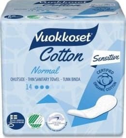 Vuokkoset Vuokkoset, BOMULL, Sanitetsservetter utan vingar Normal Sensitive, 14 st.