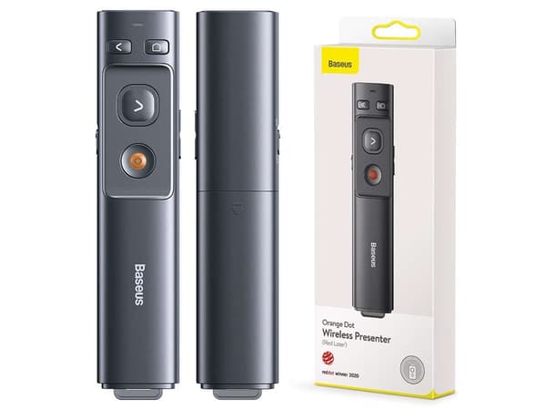 Multifunktionell Baseus Orange Dot fjärrkontroll med laserpekare grå