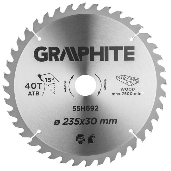 Grafit savklinge (savklinge, Widia, 235 x 30 mm, 40 tænder)