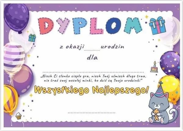 A5 Syntymäpäivädiplomi - Ilmapallot 5kpl