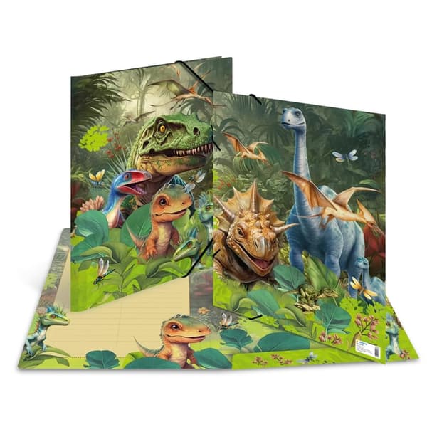 A3 mappe med elastikker Dinosaurer