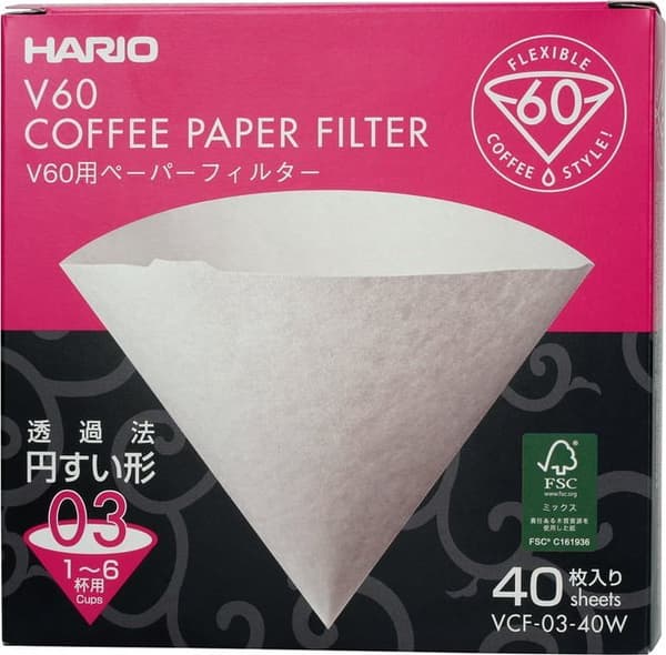 Hario papirfiltre til dryp V60-03 - 40 stk.