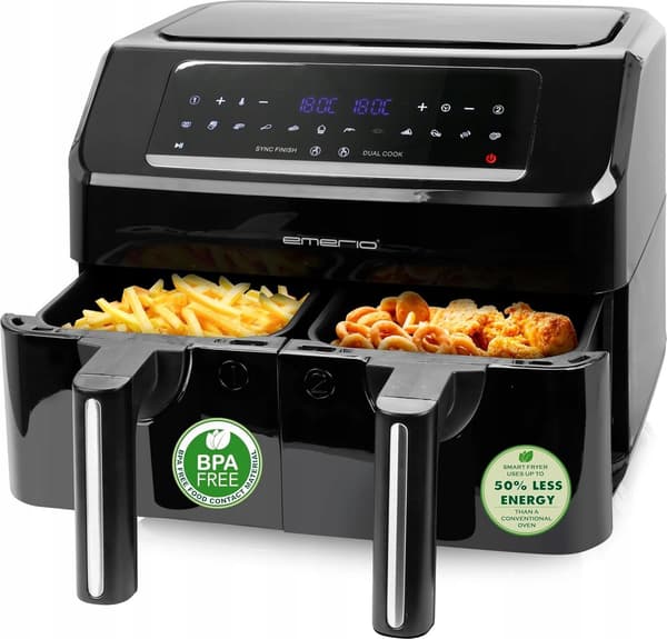 Rasvakeitin Emerio Emerio Heißluftfritteuse, Smart Fryer, 3.6+3.6L, Cool touch