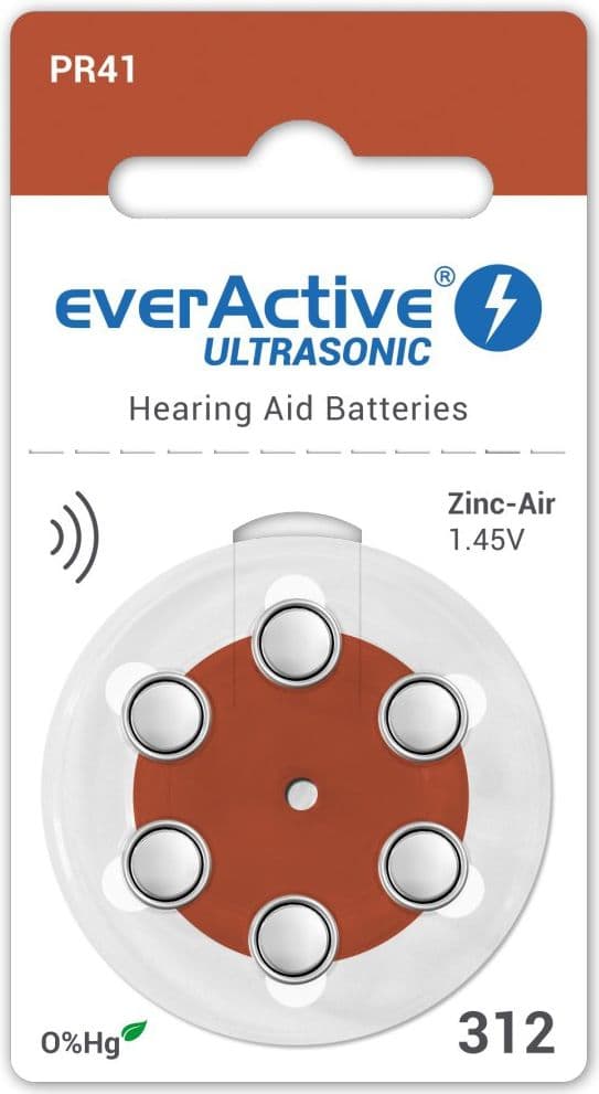 EverActive Batteri til høreapparater PR41 6 stk