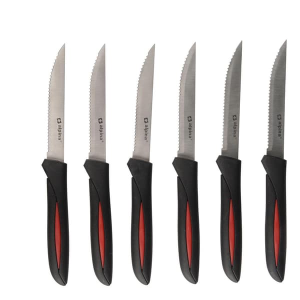 Alpina - Bøfknivsæt i rustfrit stål INOX 23 cm 6 stk. (sort)